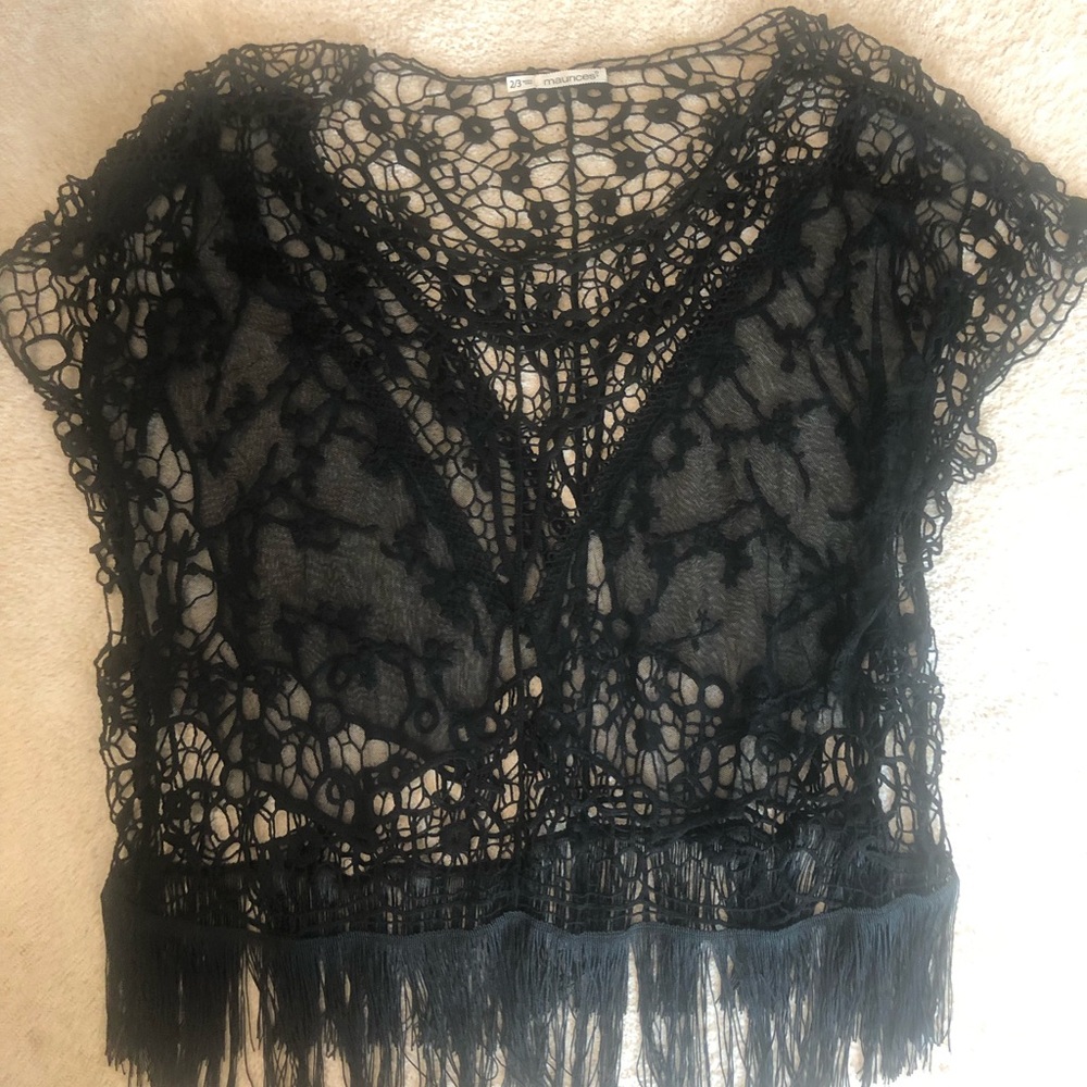 Crochet black lace top!